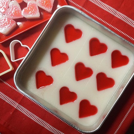 Milky Vanilla Heart Gelatin - Valentine's Day Dessert Treat