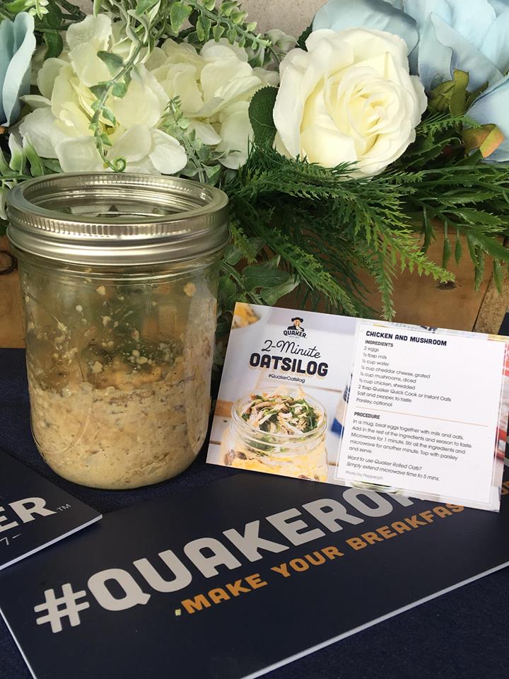 Recipe card and uncooked oats for the Chicken and Mushroom Oatsilog