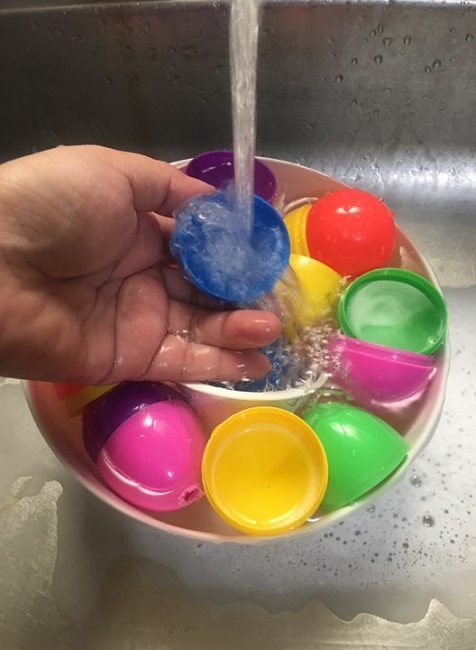 Wash your Easter Egg plastic molds thoroughly before washing