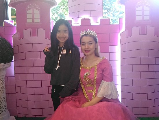 Mariel, our princess, with Max's Restaurant princess in pink.